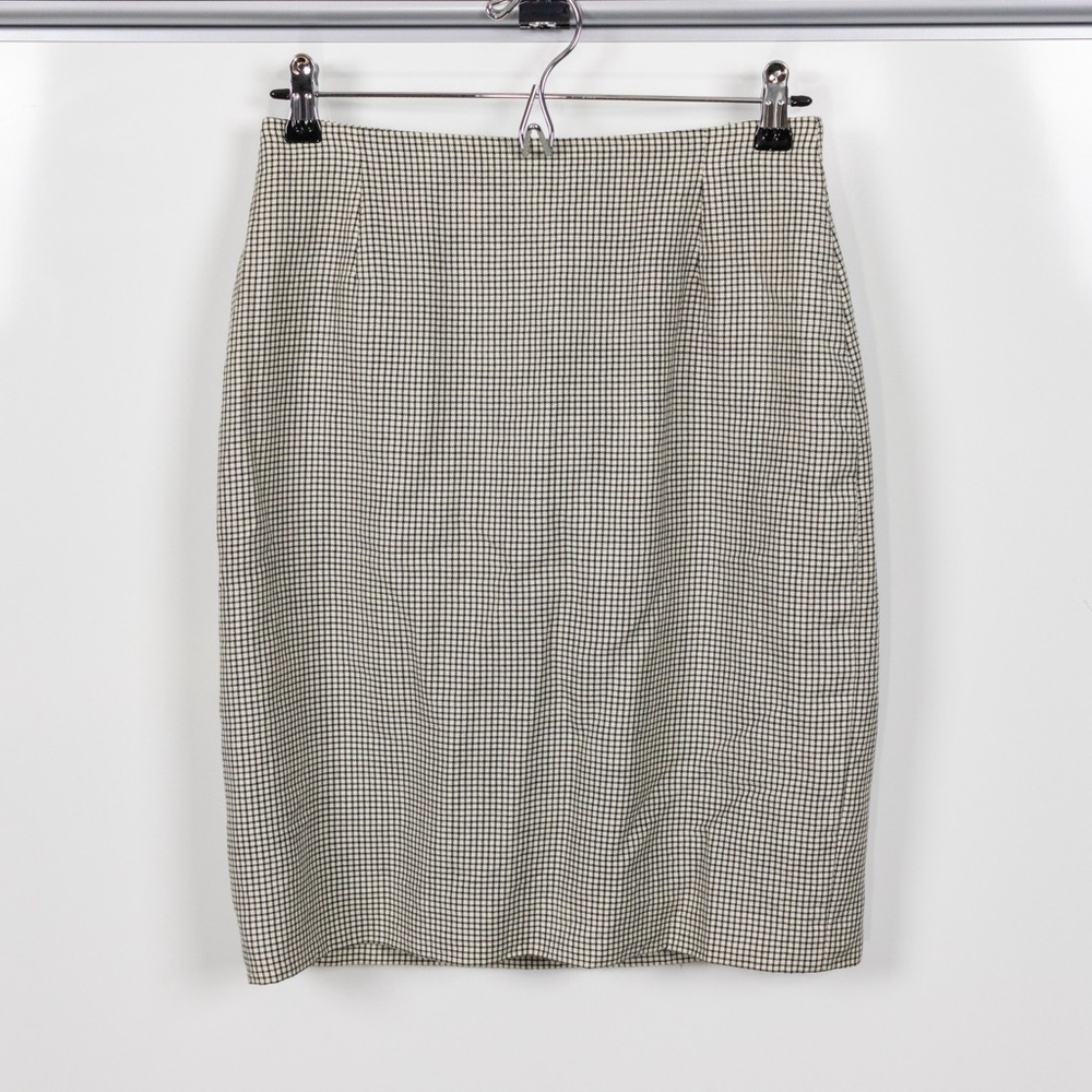 Vintage Instante by Versace Wool Check Pencil Skirt